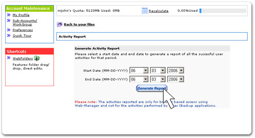 activity log