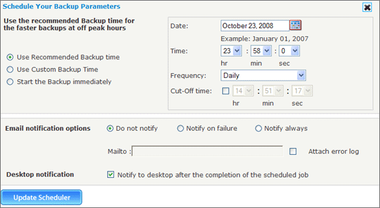 Web-based online backup management