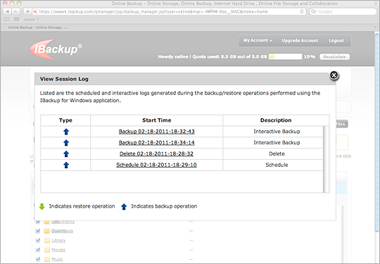Web-based online backup management