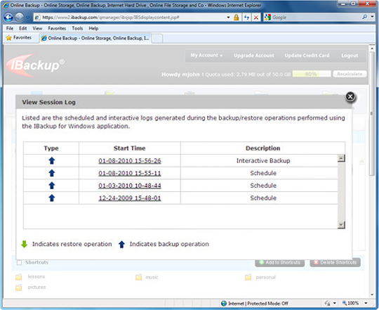 Web-based online backup management